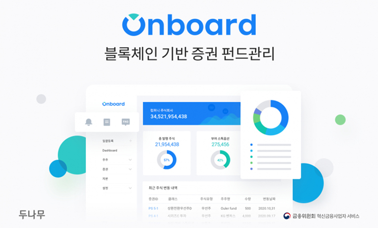 두나무, 블록체인 기반 증권 및 펀드 관리 서비스 ‘온보드’ 출시